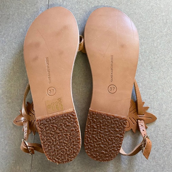 Ancient Greek Sandals Nude Tooled Leather Size 7 Bohemian - Picture 6 of 8